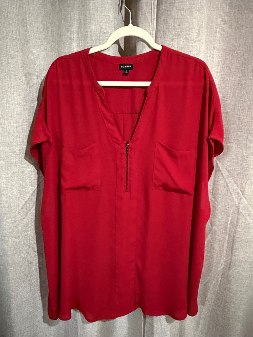 torrid Red Zip-Front Pocket Blouse